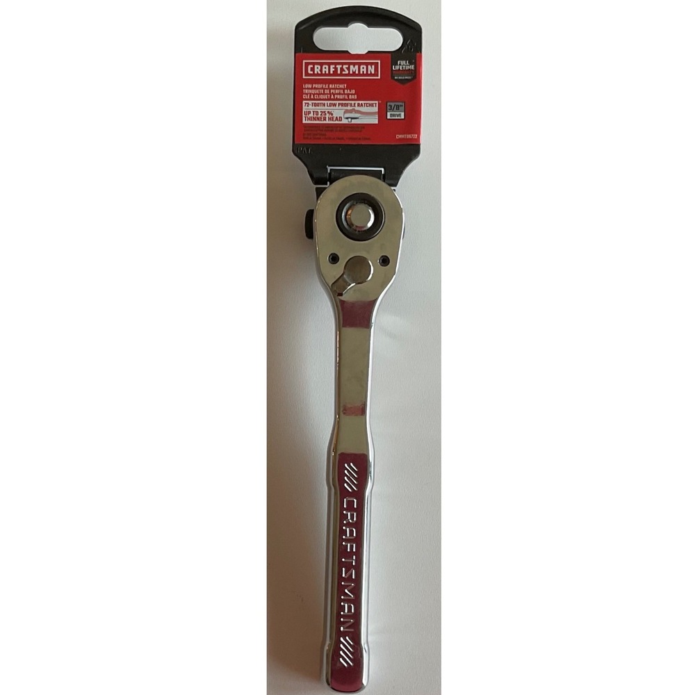 Craftsman 3/8 Drive Low Profile Ratchet 72 Tooth Chrome CMMT81722 NEW